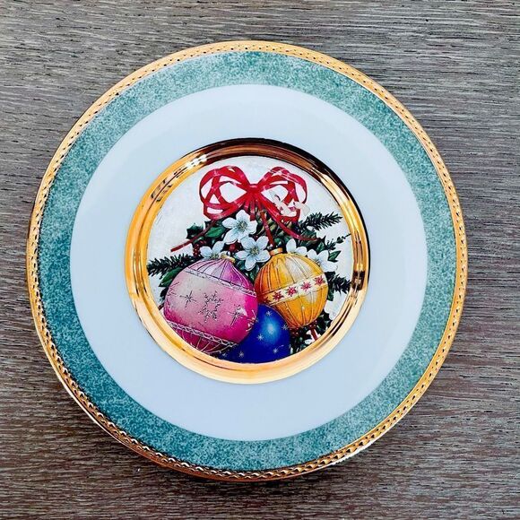 24K Gold Dufex Art Christmas Ornaments Holiday Collector Plate - Picture 1 of 4